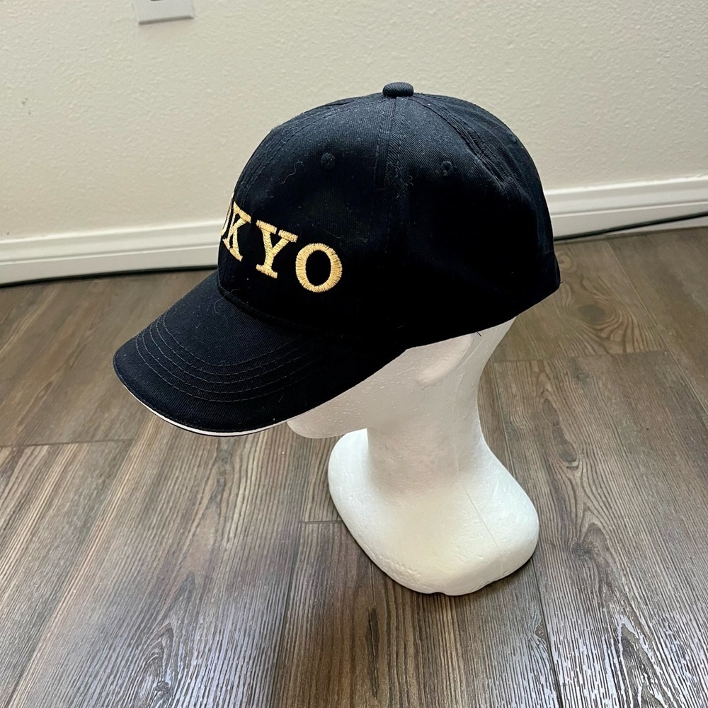 Black Cap with Gold 'TOKYO' Embroidery - Picture 2 of 9